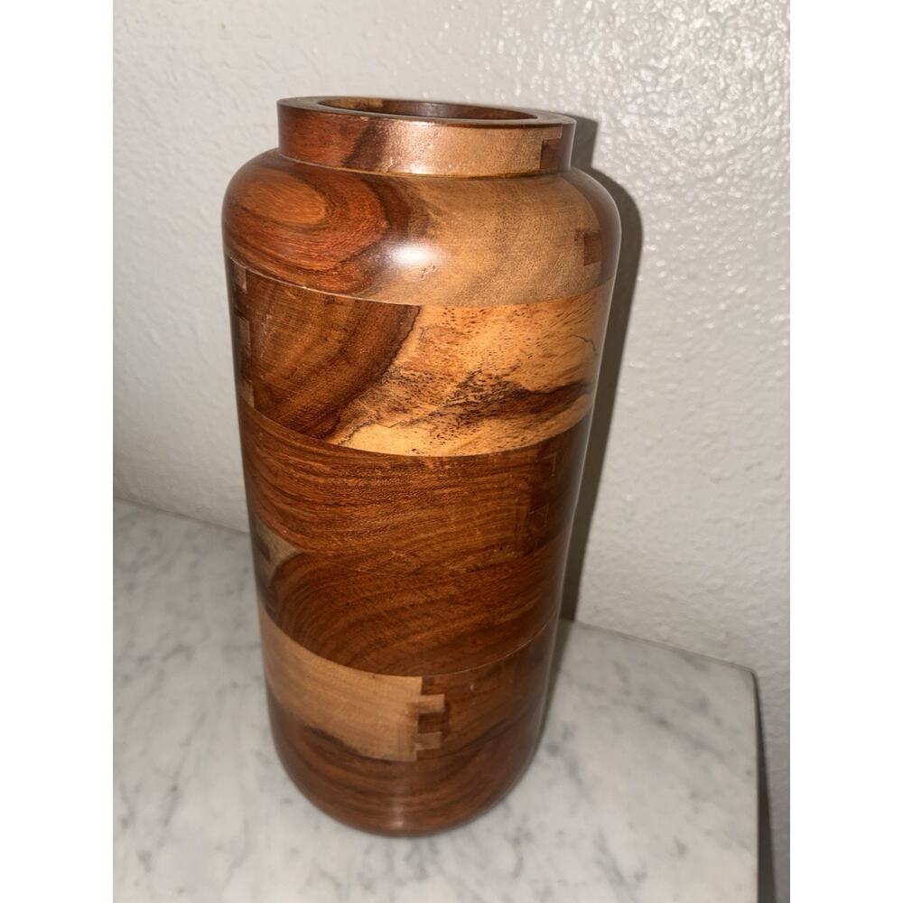 West Elm Segmented Acacia Wood Vase - Picture 3 of 9